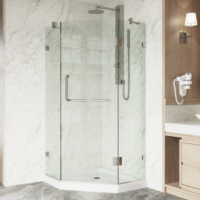 Piedmont 36" W x 36" D x 77" H Hinged Frameless Shower Enclosure with 3/8  Clear Glass&Base