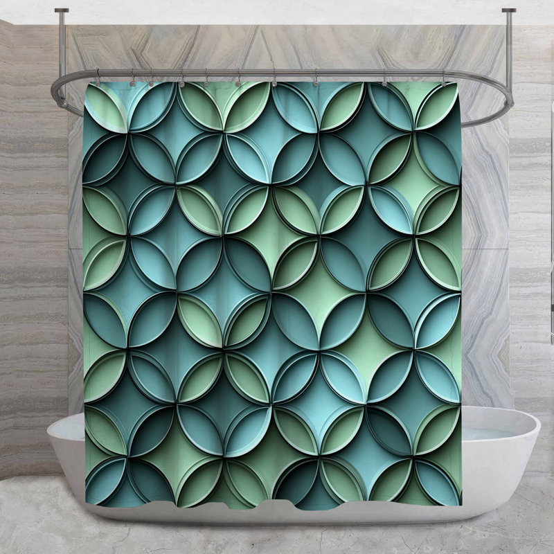 Rideau de douche à motif géométrique et motif de salle de bain moderne, H 93 po x l 70 po