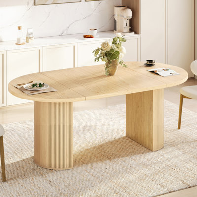 Extendable Oval Dining Table With Fluted Base