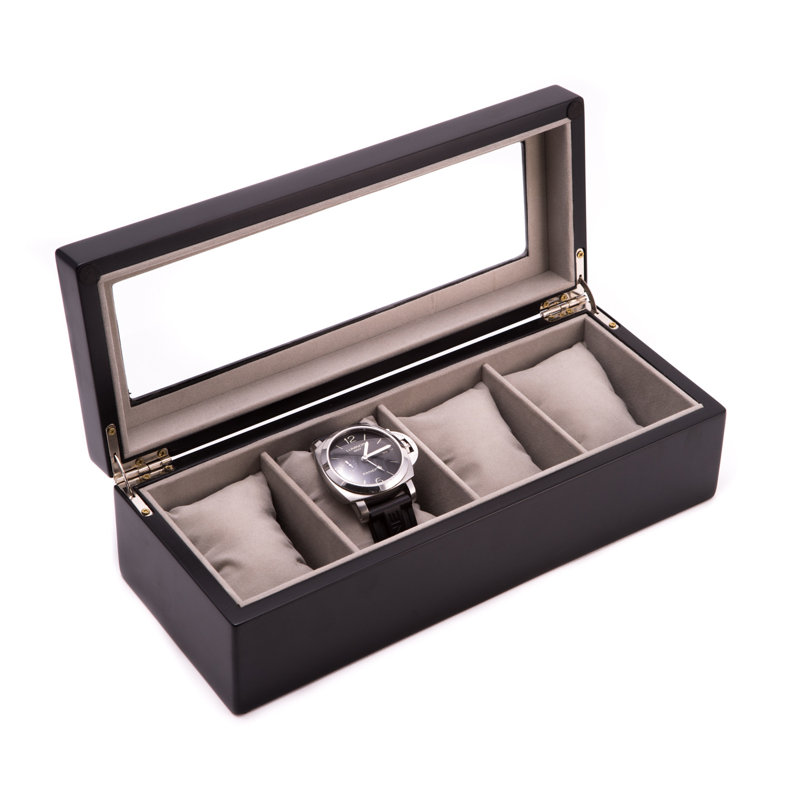 Boîte à montre 4 compartiments, Métal noir