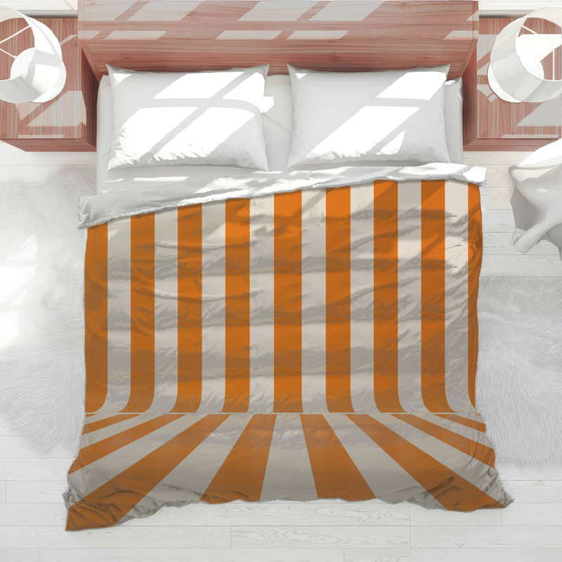 Orange White Vertical Stripes Comforter, Twin Extra Long