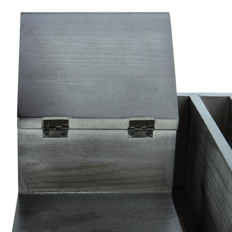 Isocrates Solid Wood Desk Organiser, Dark Grey