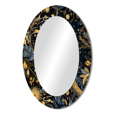 Sharlisa Blue Celestial Boho Pattern - boho  Unique Wall Mirror, Boho Mirror, Printed Metal Art