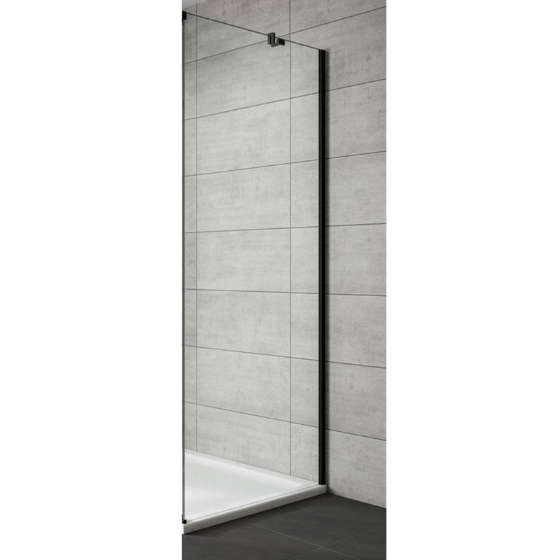Semi-Frameless Fixed Glass Panel with Clear Glass, Black, 200cm H x 76cm W