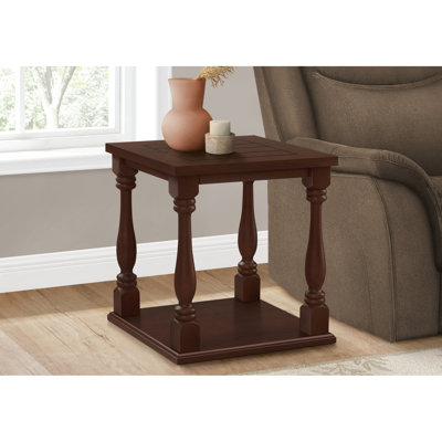 Brown Veneer Bedroom Side Table, 2 Tier Square, -Colored Accent Nightstand, Square Table For Bedroom, Additional Storage Shelf