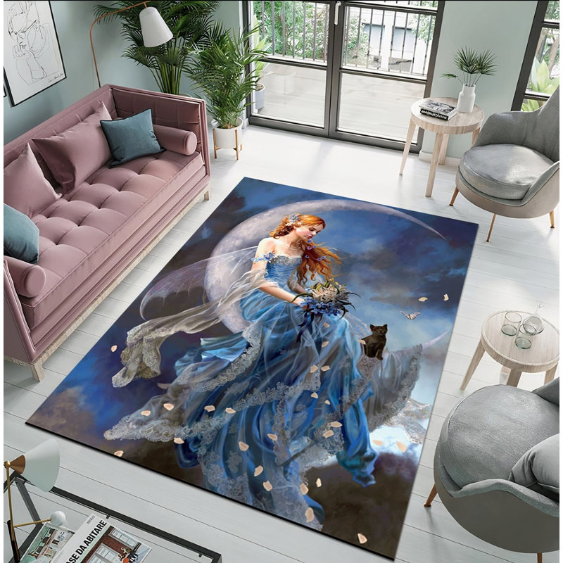 Tapis en polyester bleu / gris