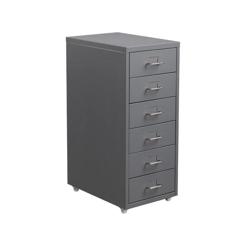 28 cm W 6 -Drawer Wheels / Casters included Mobile Steel Filing Cabinet