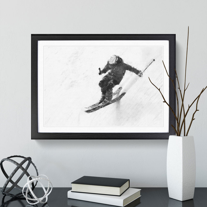 Skiing Vol.2 - Picture Frame Graphic Art, Black Framed, 48cm H x 65cm W x 2cm D