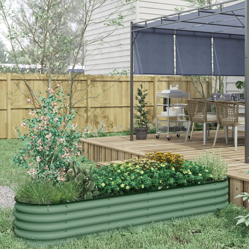 Ensemble de jardin surélevé galvanisé l 23,5 po x H 16,5 po L 94,5 po, jardinière en métal avec bordure, séduisant pour la beauté