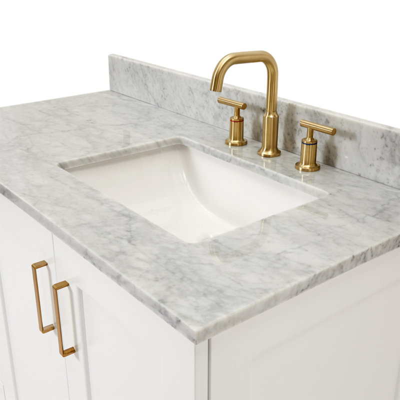 ARIEL TAYLOR 43 IN LEFT OFFSET SINGLE RECTANGLE SINK VANITY, White, Right , Rectangle