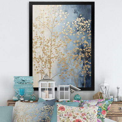 " Minimalism Beige And Blue Trees Harmony "