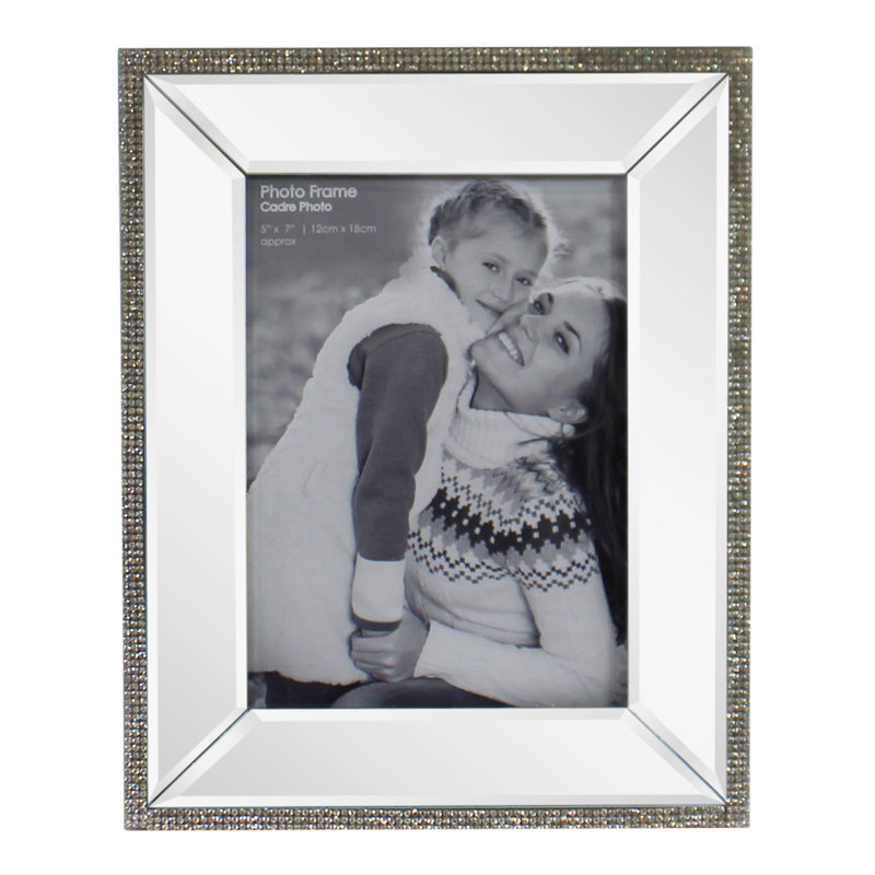 Brienne Silver Glass Mirrored Picture Frame, 18cm H x 13cm W x 0.5cm D