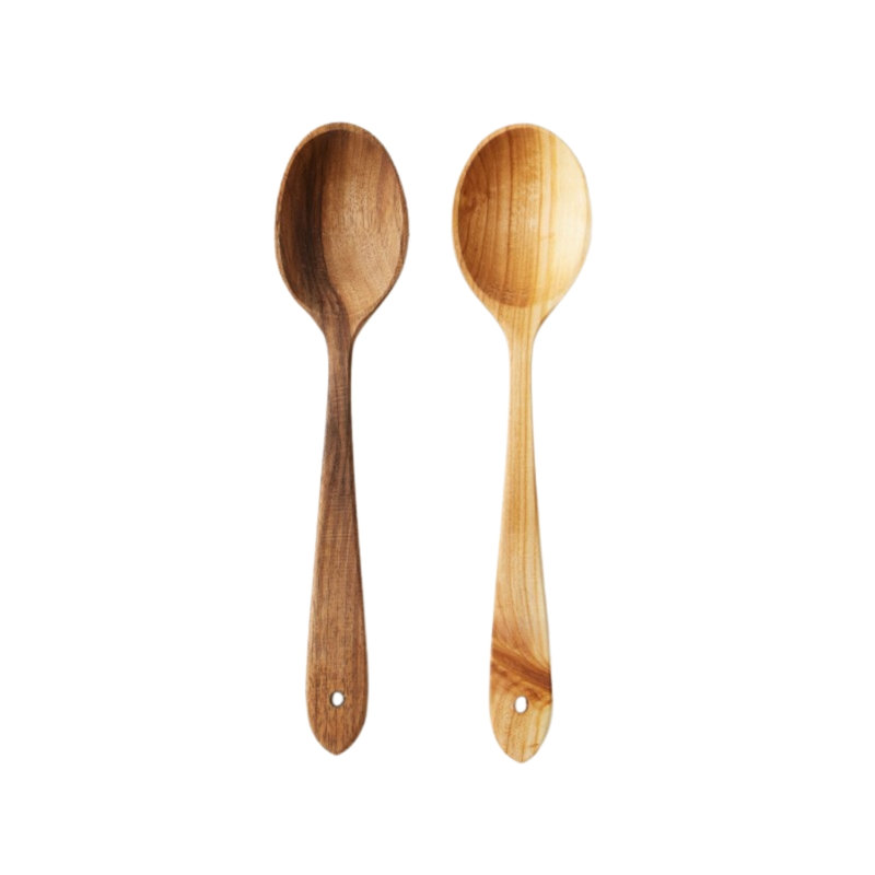 Euro Large Serving Spoon Set, Fruitwood