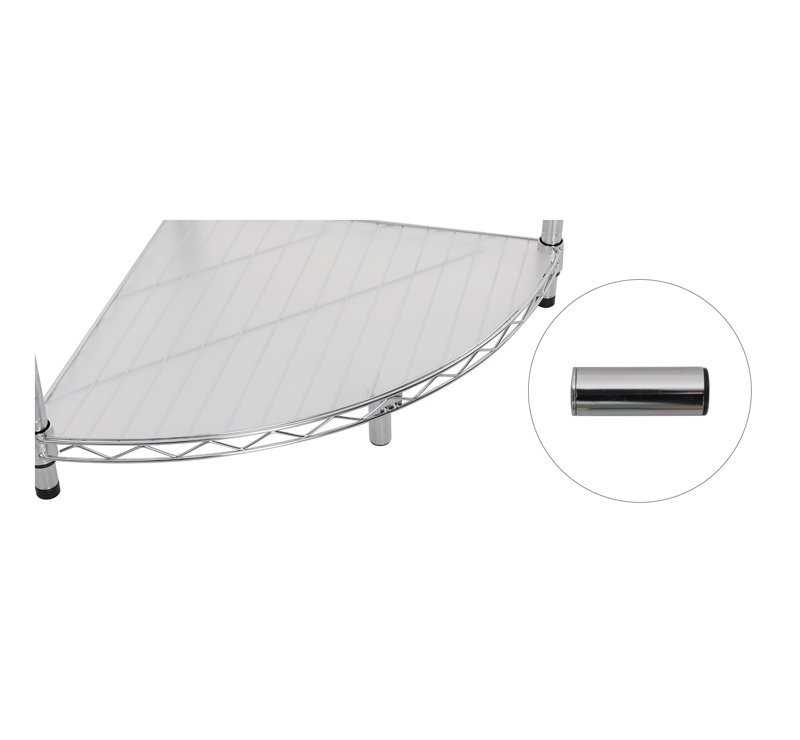 Étagère de coin en métal à 6 niveaux, organisateur de rangement réglable en métal robuste avec 6 tablettes, étagère de coin autoportante pour salle de bain, cuisine, salon - chrome