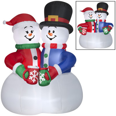 Scène de Noël animée avec couple de neige gonflable