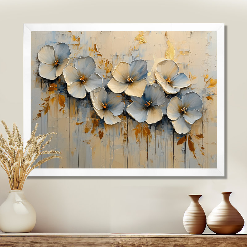 Moung - Floral Wall Art, H 30 po x l 40 po, Reproduction encadrée d'une seule photo, Blanc