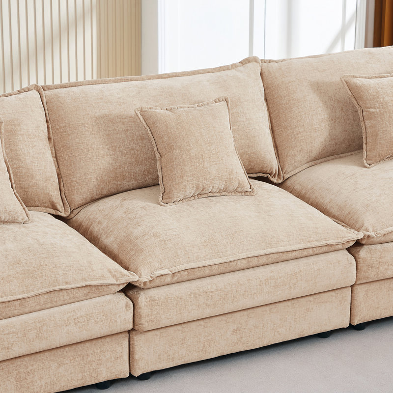 Canapés modulaires confortables, canapé en chenille en U avec repose-pieds mobile pour la maison