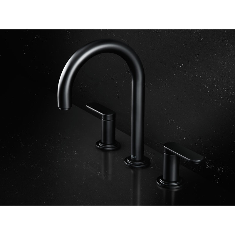 Arca Widespread Lavatory Faucet with C-Spout, Black