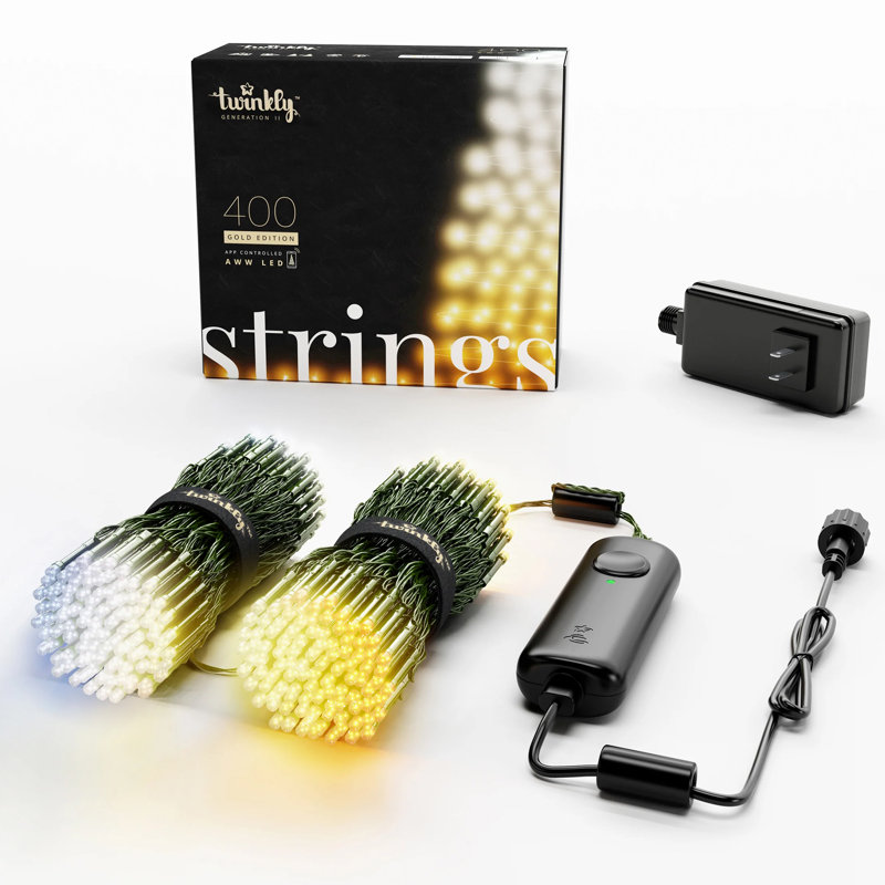 Twinkly Smart Decorations 400 LED Amber/White App Control String Lights
