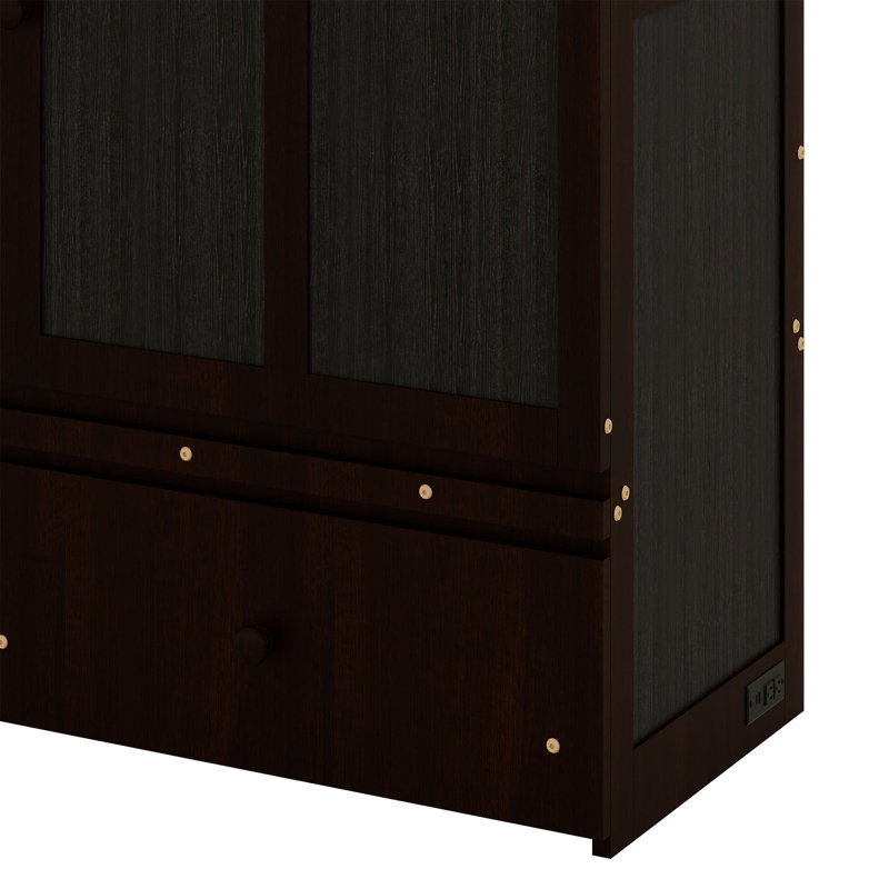Lit escamotable avec port USB et tiroir, Gris, Lit double