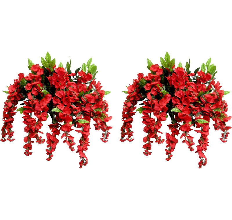 Fleurs et tiges de glycine, Rouge