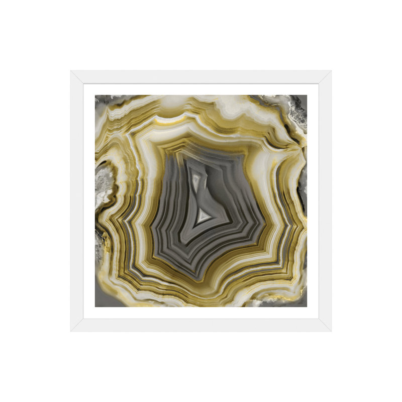 «Agate in Gold Grey» par Danielle Carson - reproduction d'art, H 24 po x l 24 po x p 1 po, Papier encadré blanc