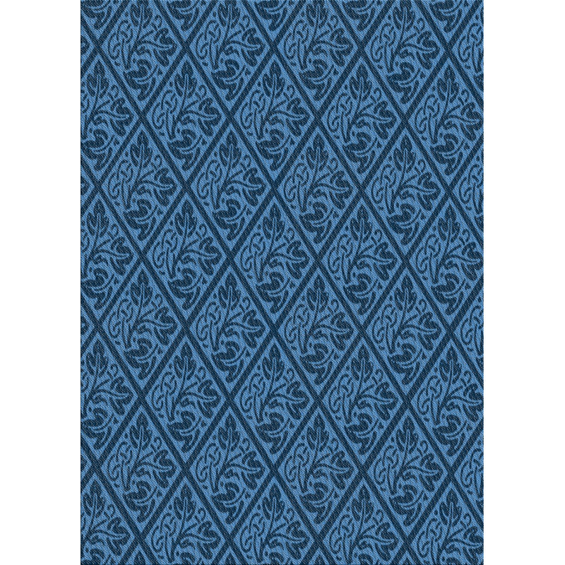 Tapis bleu tissé à la machine, Rectangle 4 pi x 6 pi