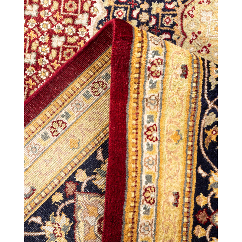 Tapis unique en laine noué à la main 8 pi 1 po x 10 pi 1 po nouvel âge Hayner - rouge / brun / beige