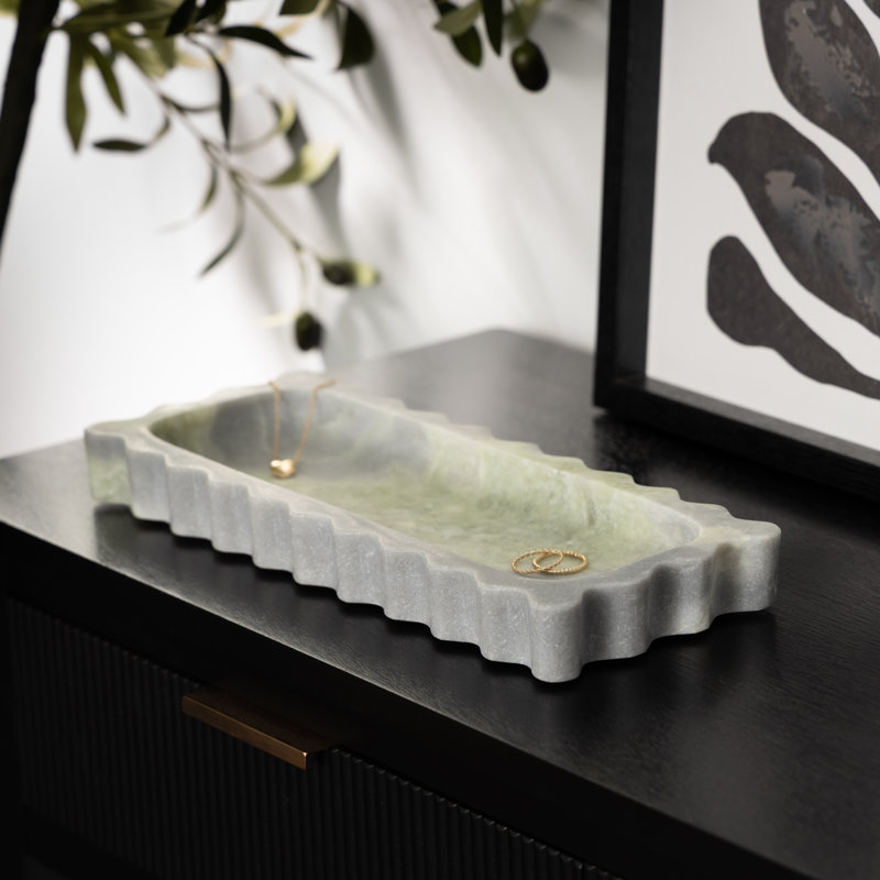 Plateau de salon Cole and Marble, L 12 po x P 5 po x H 1,25 po, Rectangulaire, Vert