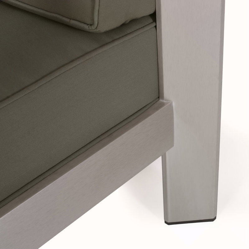 Causeuse luxueuse d'extérieur en aluminium avec assise profonde et conception résistante aux intempéries pour une détente confortable sur le patio