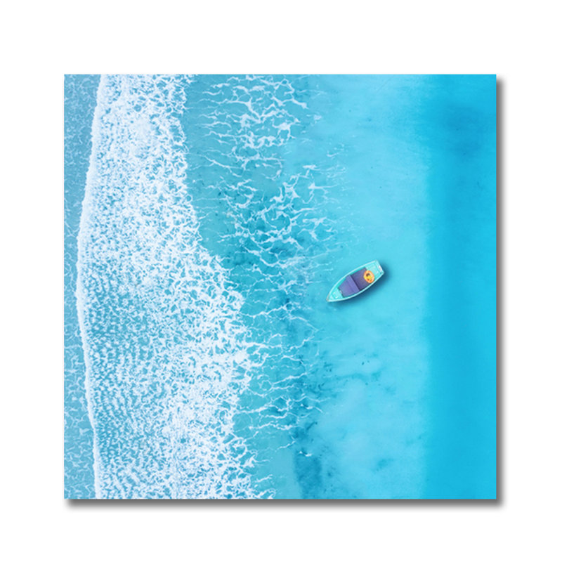 Turquoise Seascape Print by DecorumBY, 56" H x 56" W x 1.5" D, Aluminum