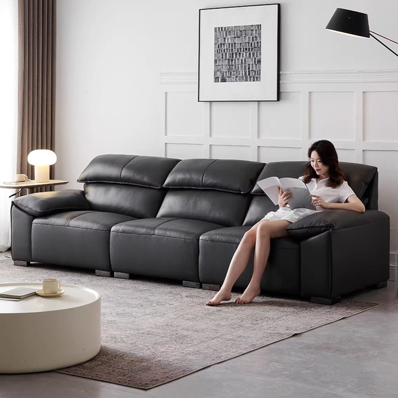 Canapé modulaire noir en similicuir, L 110,24 po