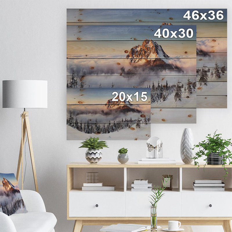 «Winter Mountain Landscape», photographie, H 30 po x l 40 po x P 1,5 po, Bois