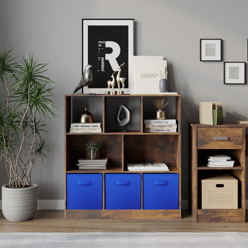 95.3cm H x 88.8cm W Cube Bookcase, Drak Blue