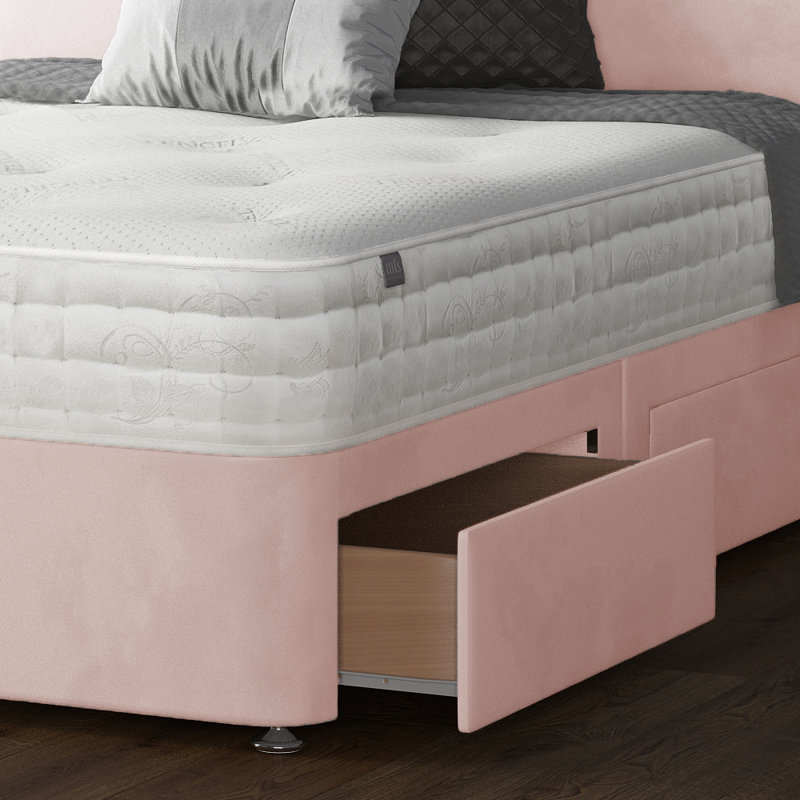 Hayder Divan Bed Base, Pink, Single (3'), 2 Right Drawers