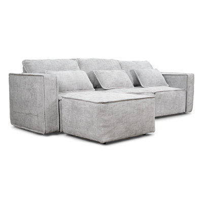Pearl Chenille Modular Sofa with Piping Design – Comfortable, Stylish Sofa with Storage Pockets