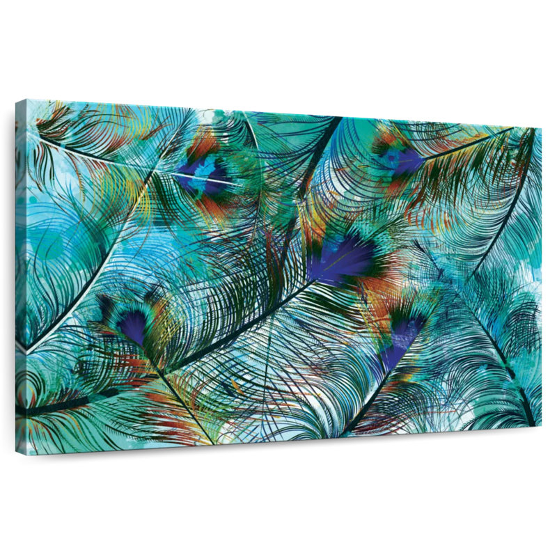 Tas de plumes de paon bleu sarcelle Kerner, H 16 po x l 24 po
