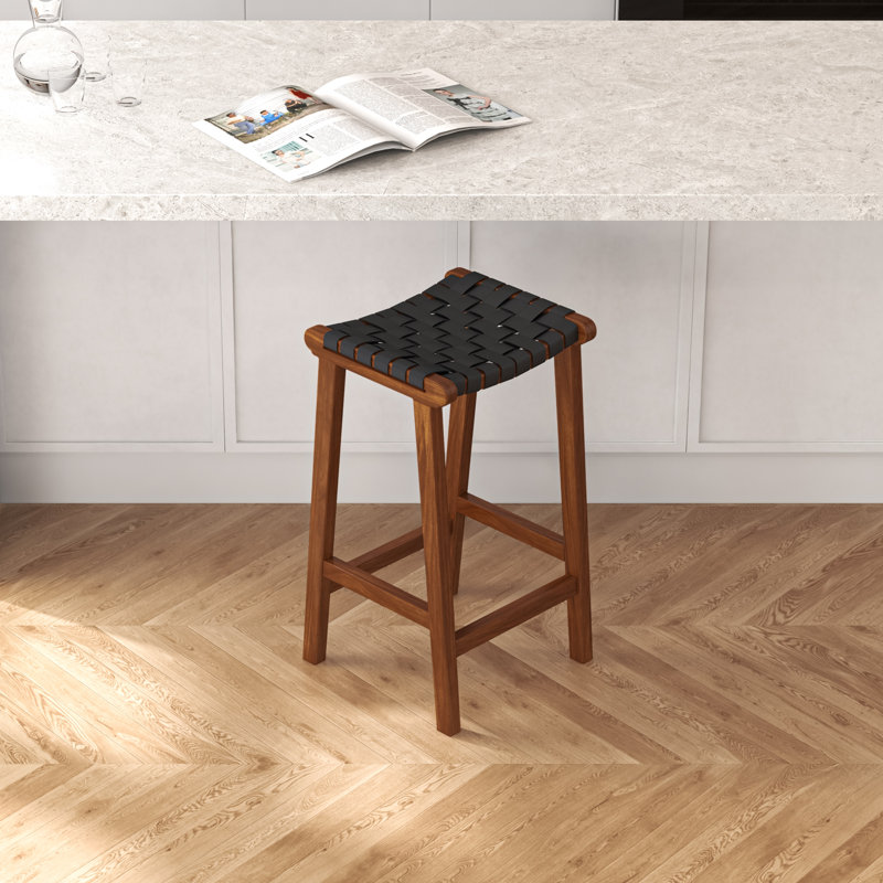 Winnetka Genuine Leather Counter and Bar Stool, Bar Stool (29” Seat Height), Black