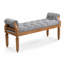Banc rembourré en bois massif de style Mid-Century avec accoudoirs roulés, repose-pieds capitonné classique avec garniture cloutée décorative, banc de bout de lit polyvalent, siège de fenêtre, banc de chaussures pour hall d'entrée