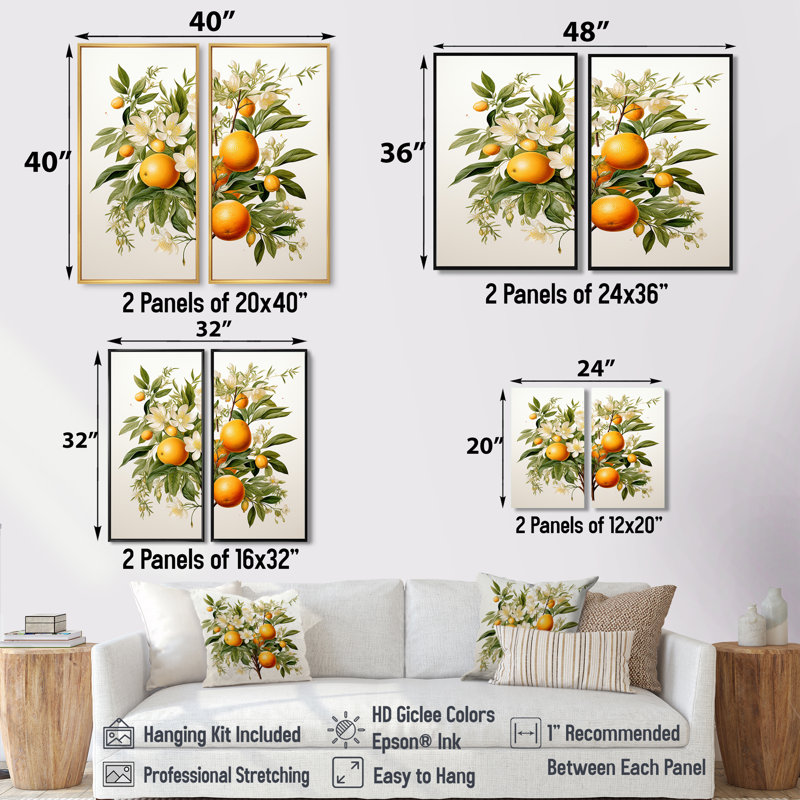 Orange Tree - Yellow Canvas Prints, Floater Framed Print without Mat, 40" H x 40" W, Gold