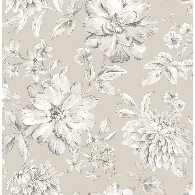 Papier peint floral Gabriela Champagne