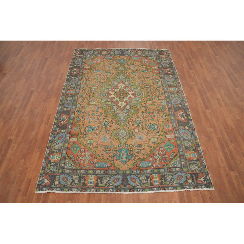 Tapis traditionnel en laine à motif géométrique 7 x 10
