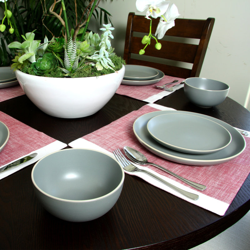 Sturdivant 12 Piece Stoneware Dinnerware Set - Service for 4, Gray
