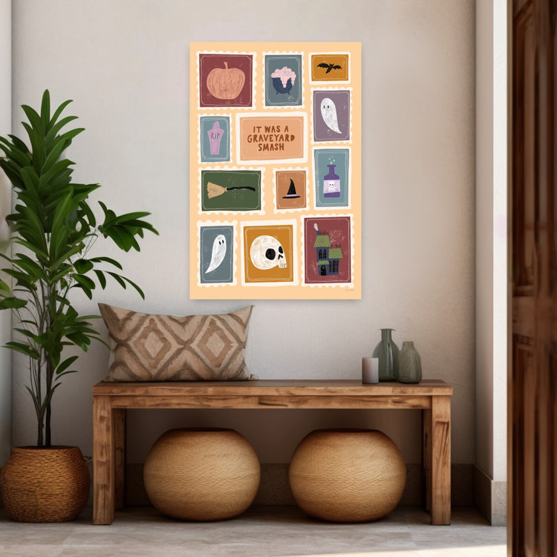 Art mural fantaisiste rétro Graveyard Smash, 48" H x 32" W