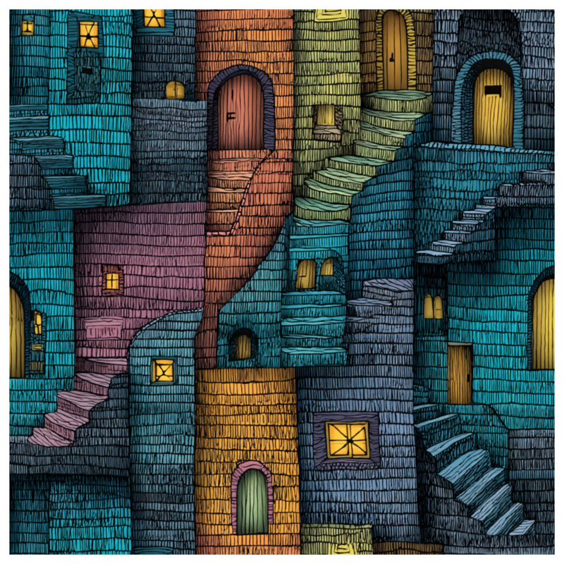 Tapisserie murale bâtiments colorés - Décoration murale architecture, 50in H x60in W with 4 Grommets