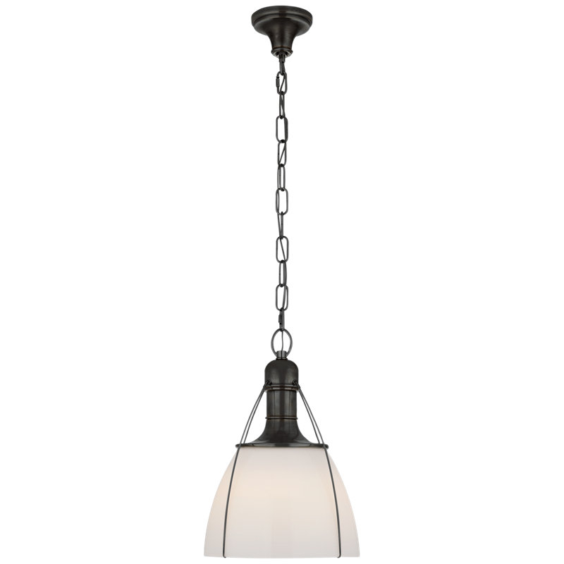 Chapman & Myers Prestwick Pendant, White, Bronze, 21" H x 14" W x 14" 