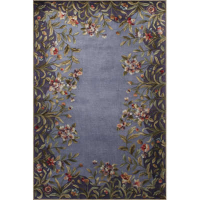 Blue Themed Floral Lavender Patterned Creative Modern Decorative Rug