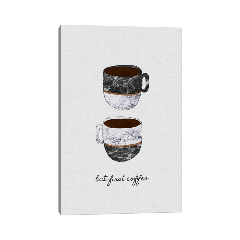 But First Coffee by Orara Studio - Wrapped Canvas Print, 20.32 cm H x 30.48 cm W