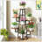 7-Tier Corner Multiple Plants Shelf Rustic Brown & Black