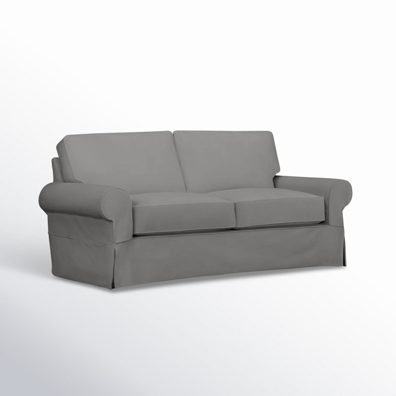 Porter 84'' Slipcovered Sofa, Bayou Light Gray Canvas